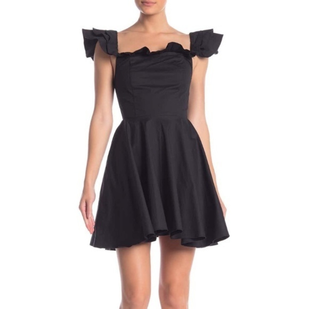 NWT Love + Harmony Black Ruffle Off-Shoulder Mini Dress Party Cocktail Sorority